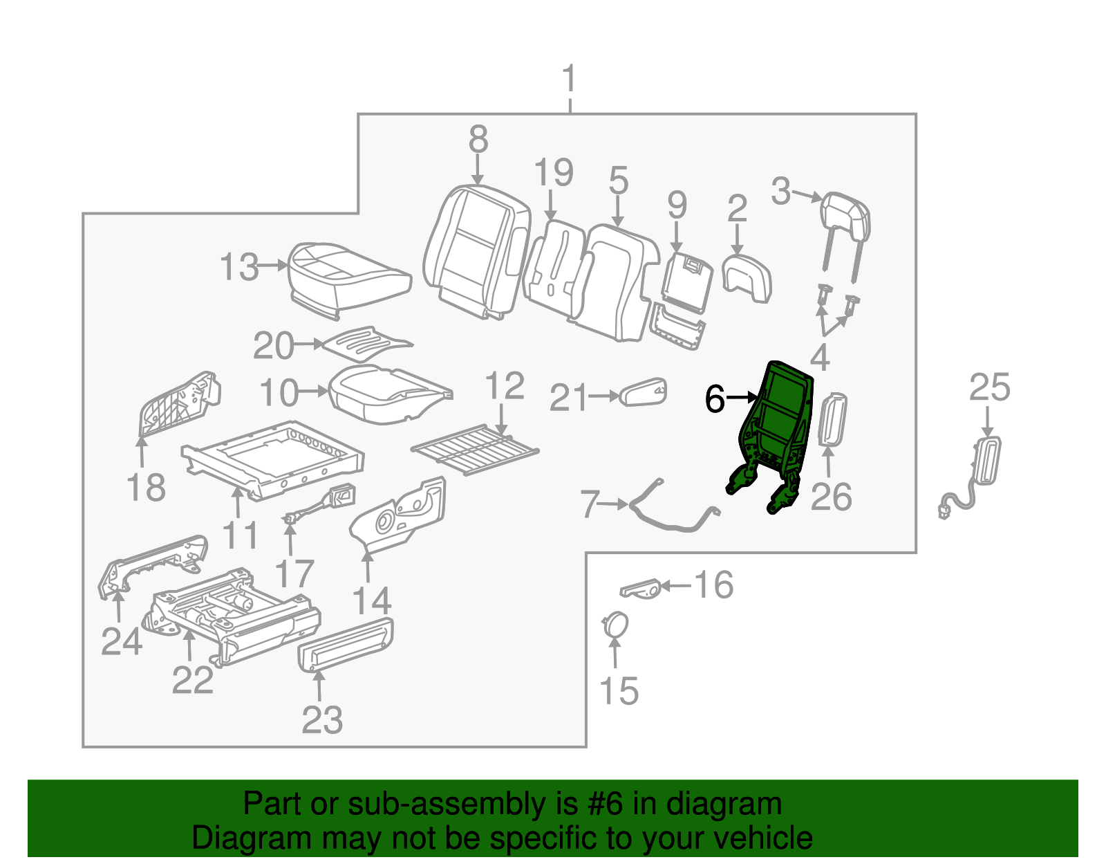 Passenger Seat Back Frame - GM (89043125)