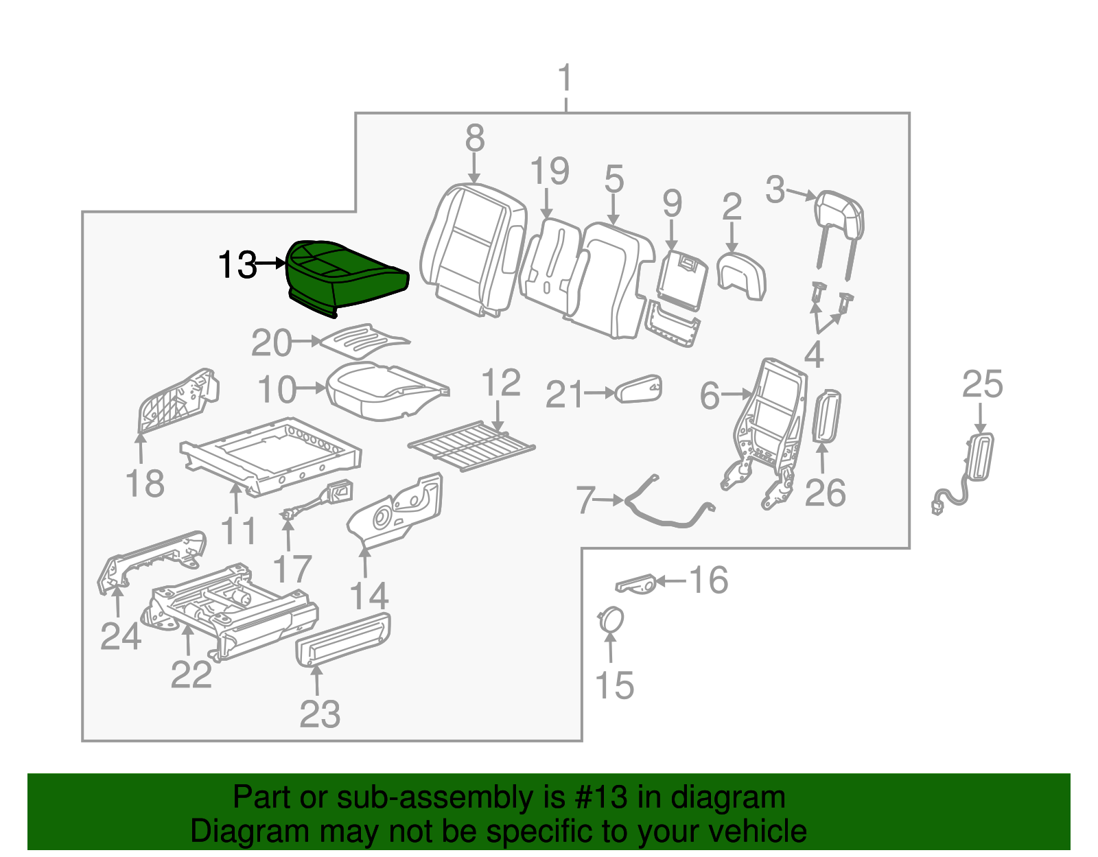 Cover Assembly, D/Seat Cushion *Gray - GM (89044118)