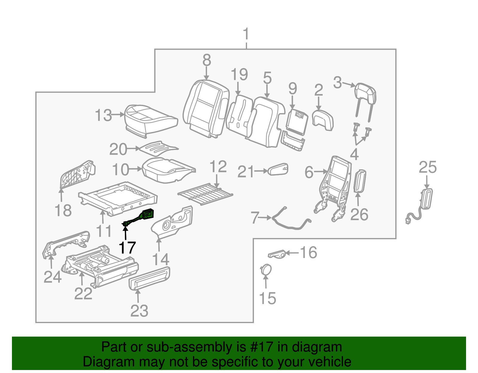 Dark Gray Passenger Seat Adjuster Switch - GM (88894991)