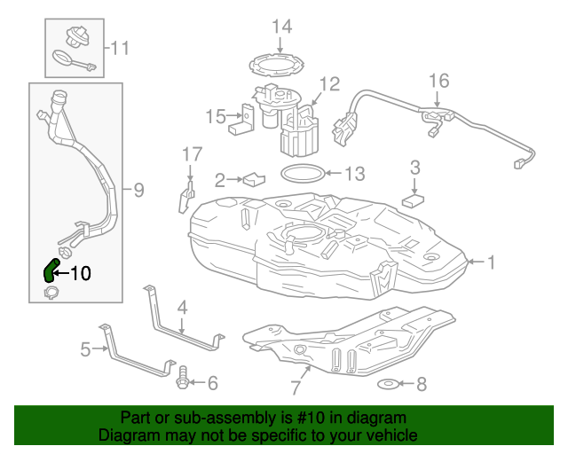 20162019 Chevrolet Cruze Fuel Tank Filler Hose 84105764