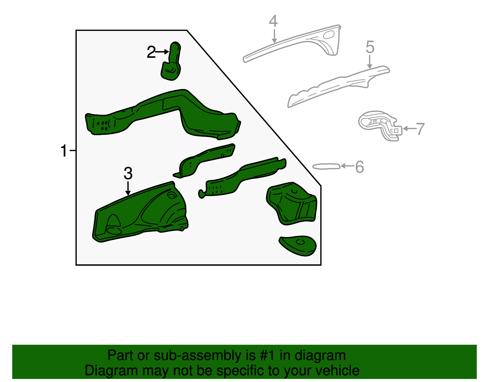 Apron/Rail Assembly - Ford (YF1Z-16055-AA)