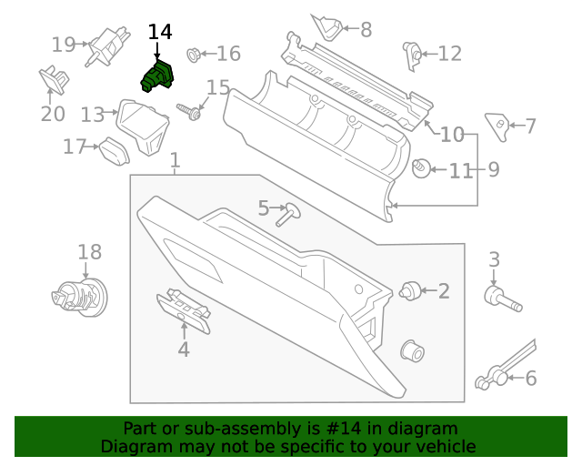 20172020 Ford Glove Box Latch HC3Z2506072AA QuirkParts