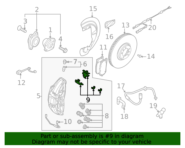 971698231B Disc Brake AntiRattle Clip 20202023 Audi Audi Parts