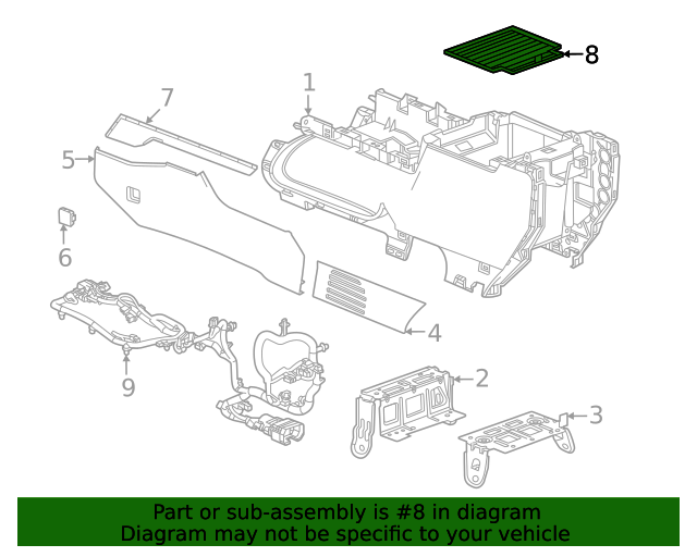 2021-2024 GM Console Mat 84265934 | GM Parts Center
