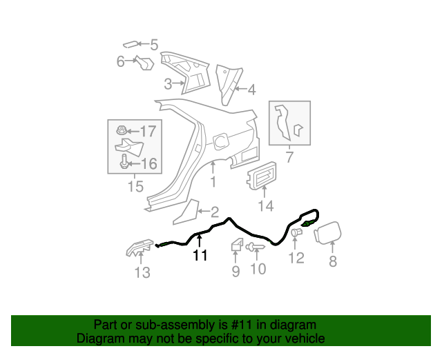 20072012 Toyota Yaris Release Cable 7703552250 Toyota Parts Center