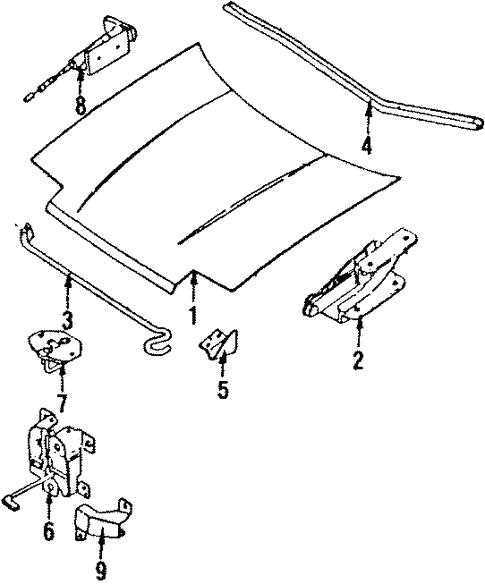 Hood & Components for 1989 Subaru XT #0