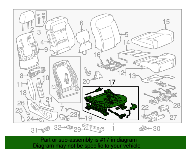 20142020 GM Front Passenger Side Seat Cushion Frame 13518951