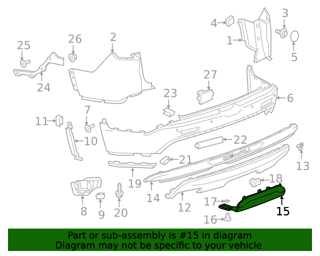 20202023 GMC Acadia Rear Bumper Fascia Trailer Hitch Cover 84839518 GM