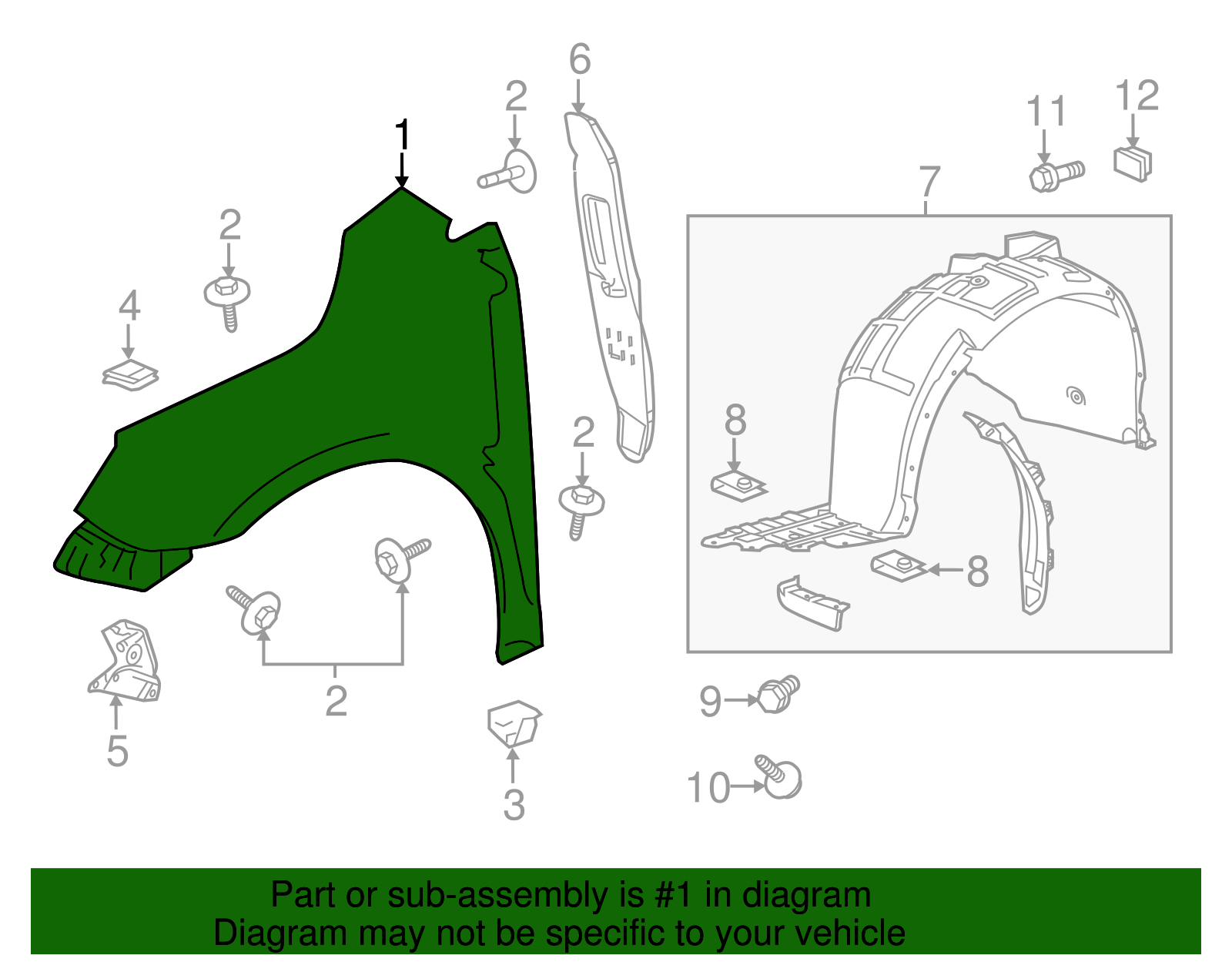 Front Driver Side Fender - Buick (90767105)