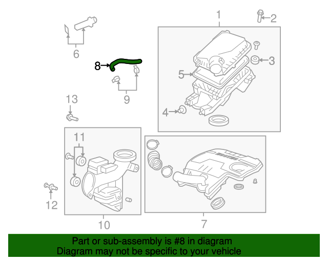 20082012 GM Positive Crankcase Ventilation (PCV) Hose 12617908 GM
