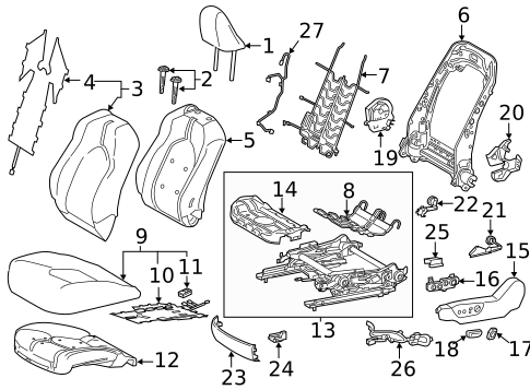 Passenger Seat Components for 2019 Toyota Camry #2