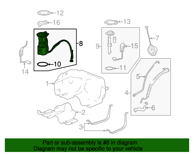 20102017 GM Fuel Pump Module without Fuel Level Sensor, with Pressure