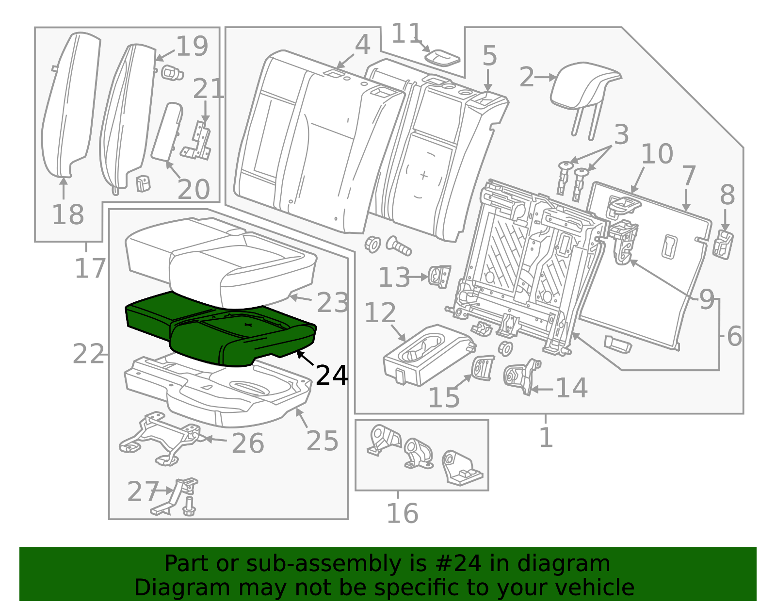 Rear Driver Side Seat Cushion Pad - GM (95083355)