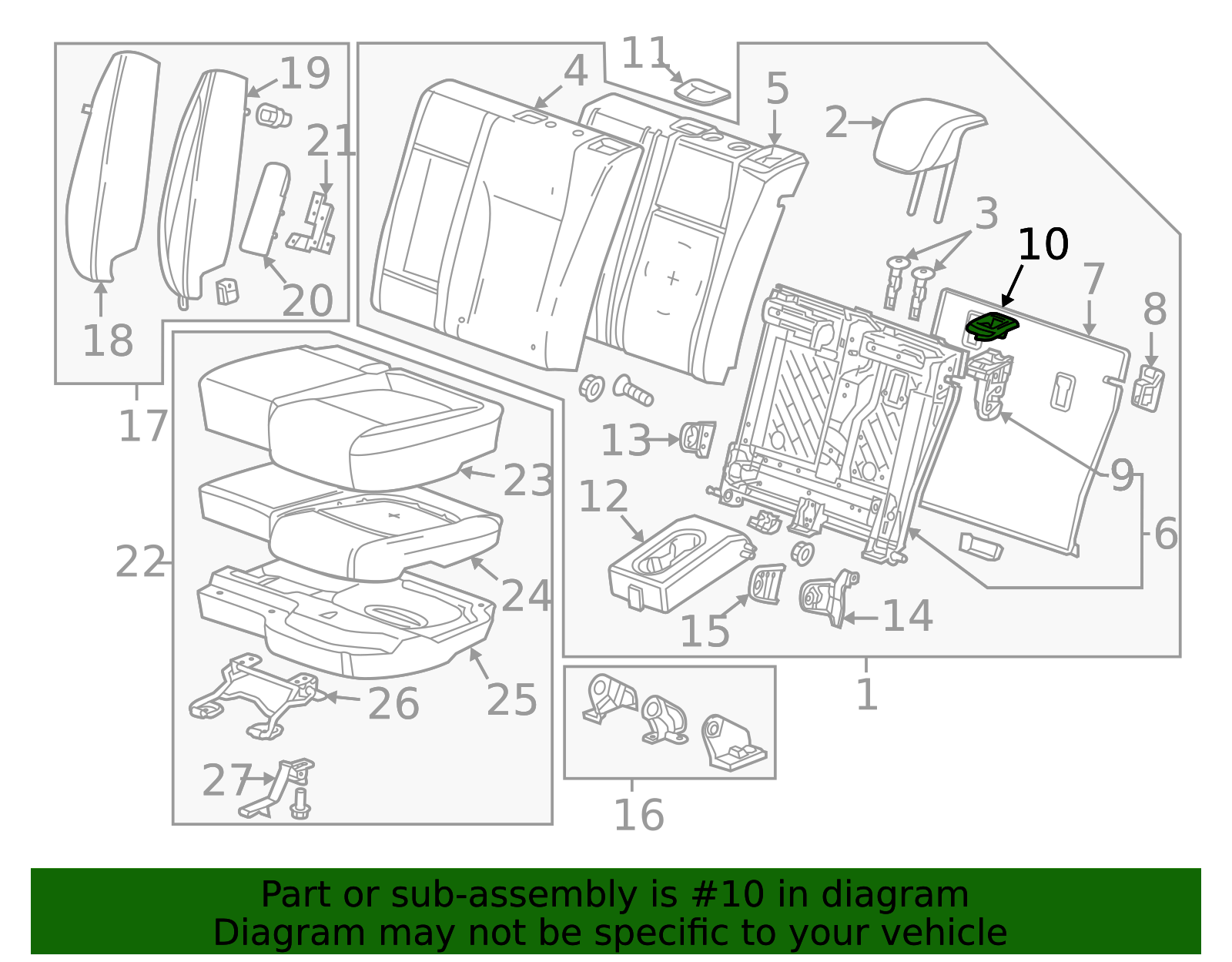 Jet Black Rear Driver Side Seat Back Latch Release Knob Bezel - GM (95083320)