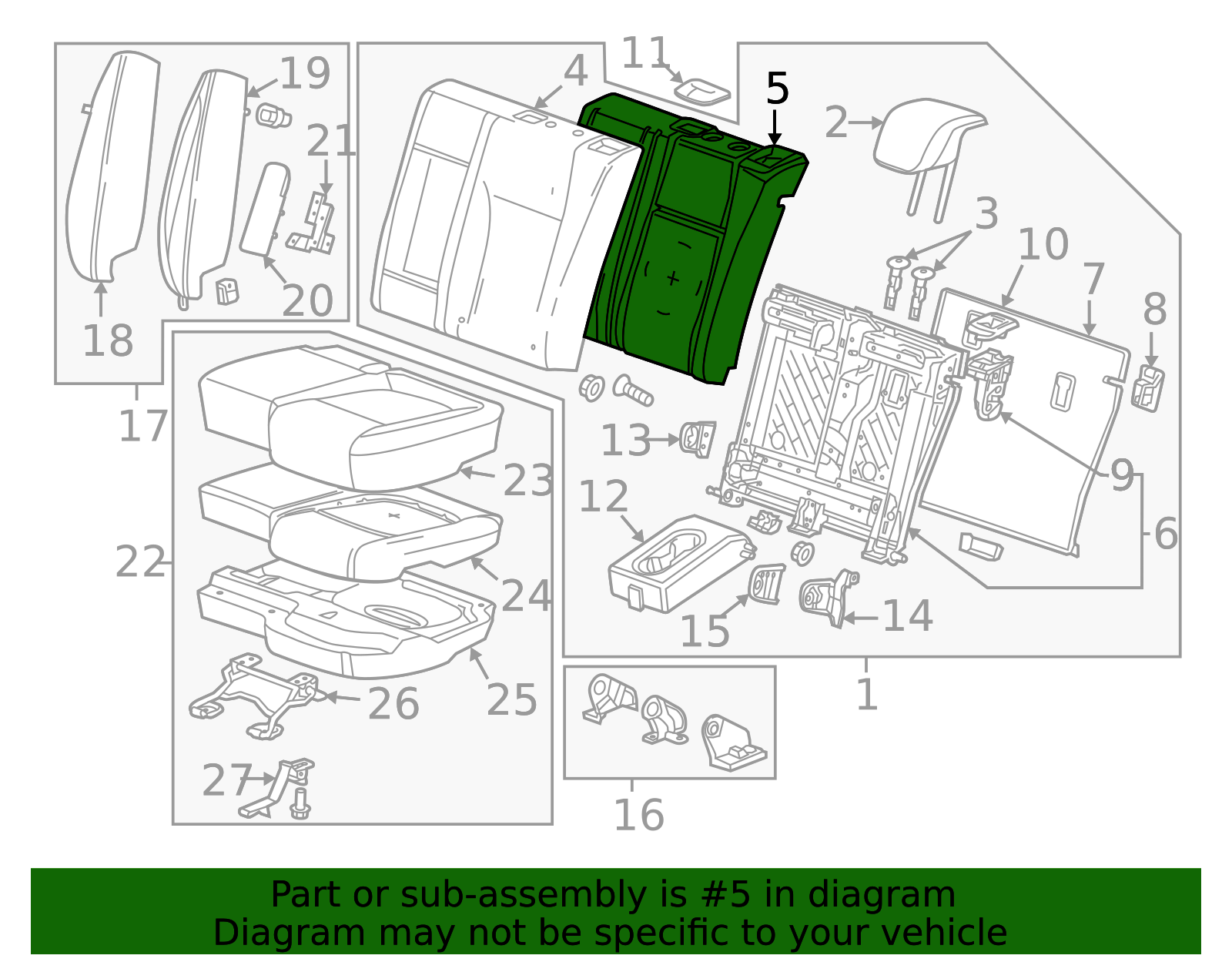 Rear Driver Side Seat Back Pad - GM (95083206)