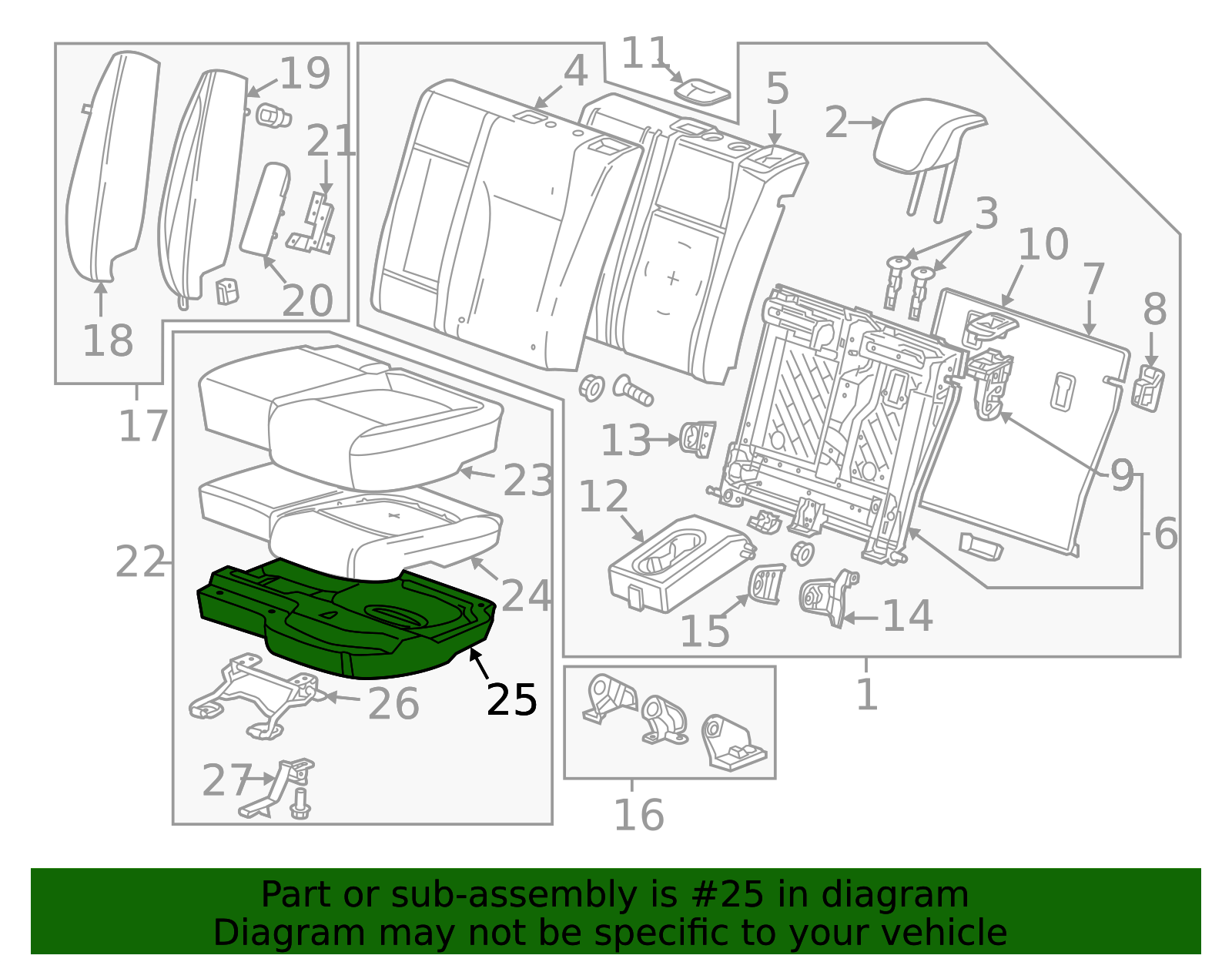 Rear Driver Side Seat Cushion Side Frame - GM (95083382)