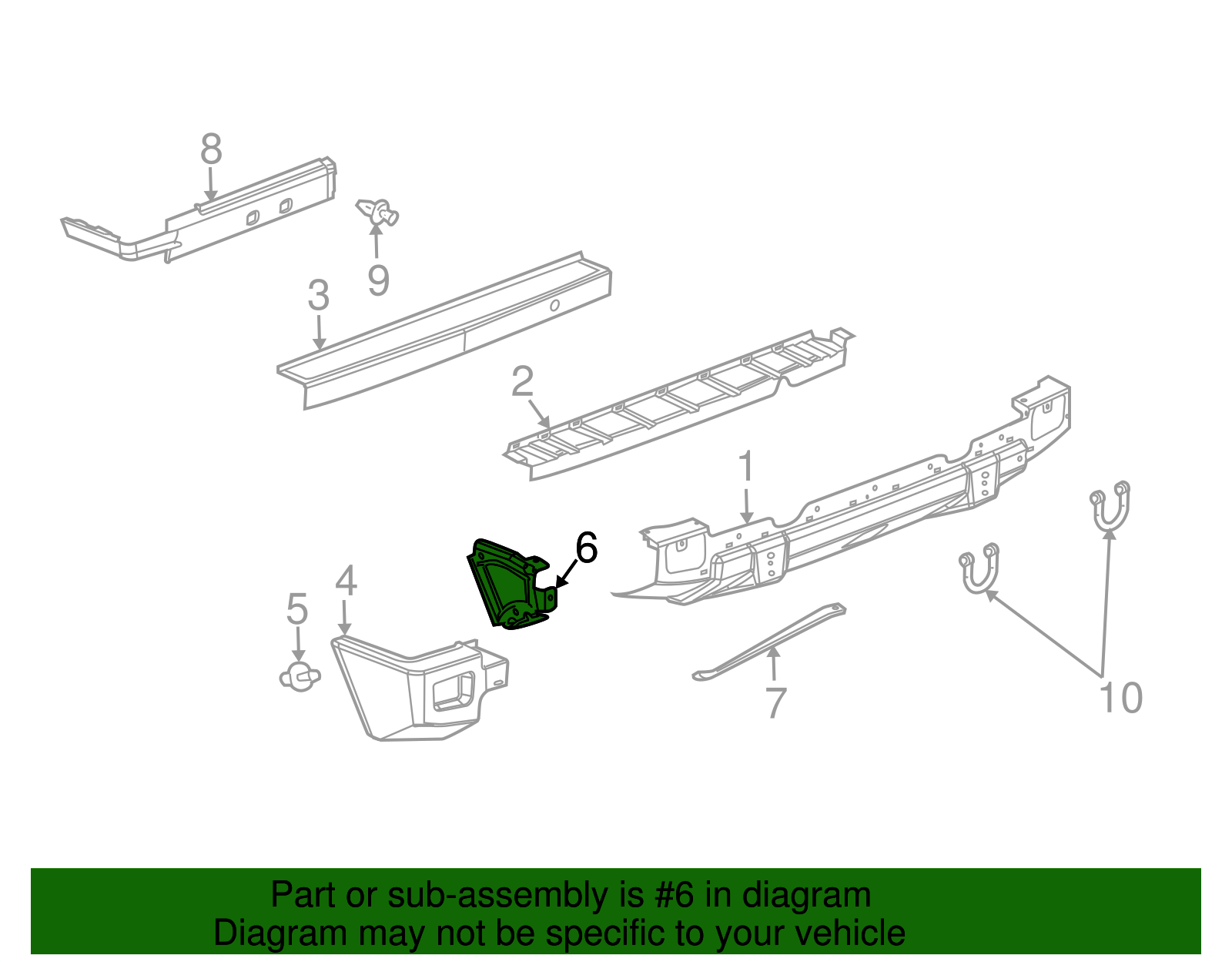 Passenger Side Rear Bumper Filler Support - GM (12335670)