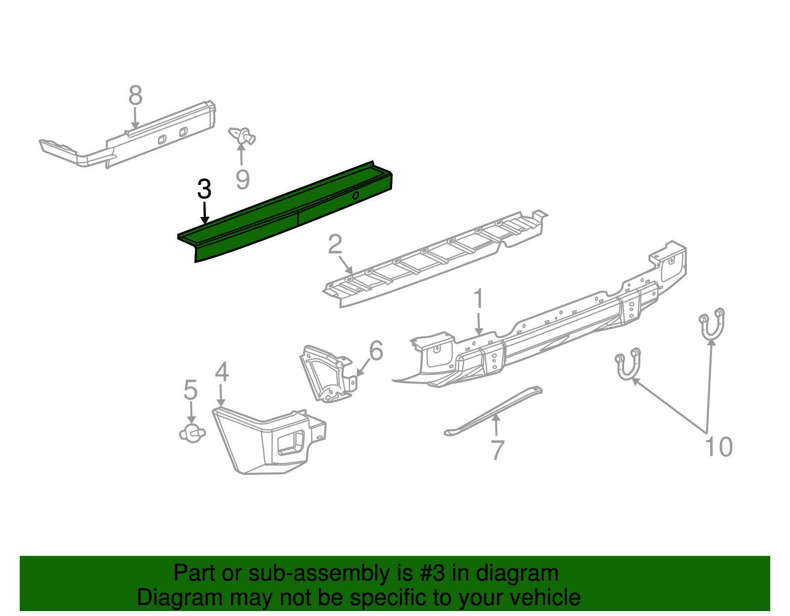 Rear Bumper Impact Bar Molding - GM (88980684)