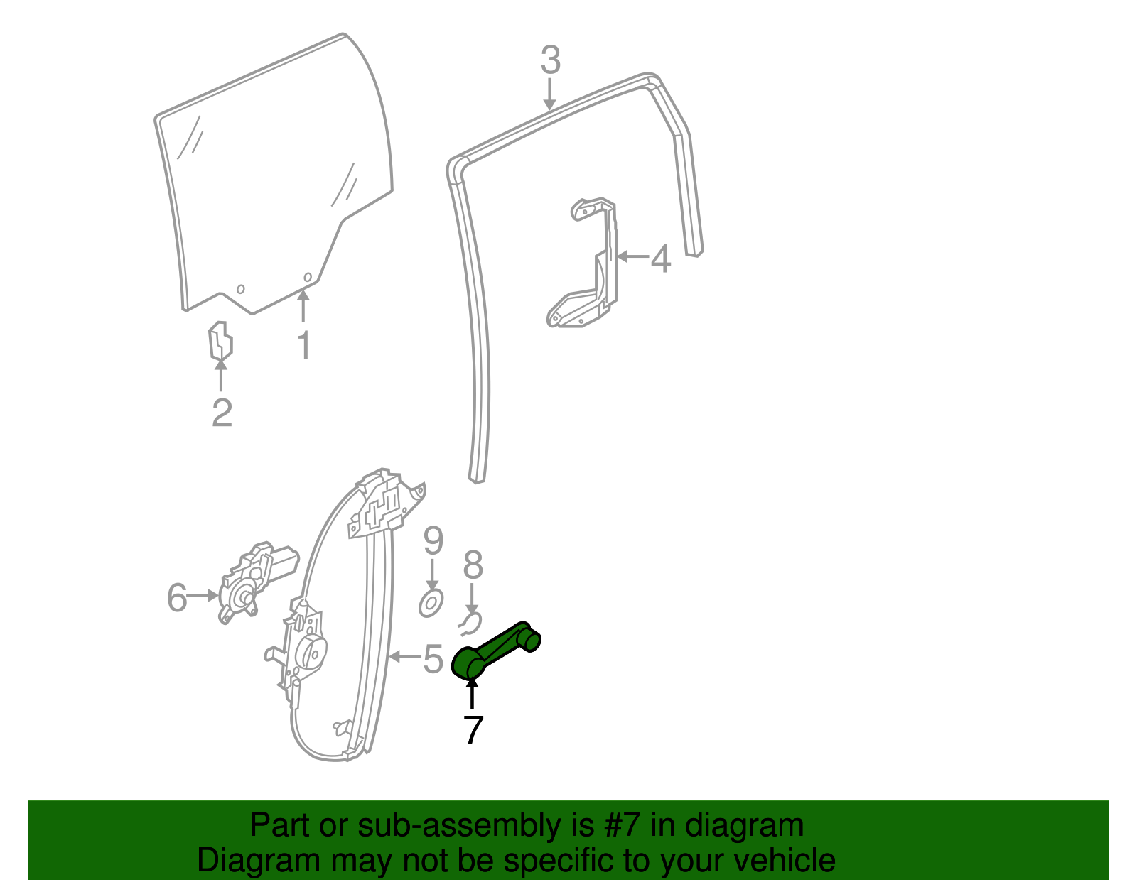 Gray Side Door Window Regulator Handle - GM (96583188)