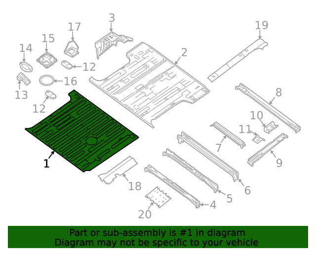 2012-2019 Nissan Floor Pan 74512-1PA0A | TascaParts.com