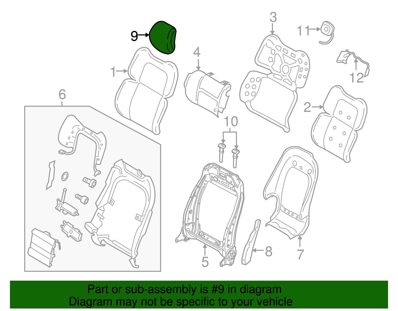 Headrest - Ford (GD9Z-54611A09-FJ)