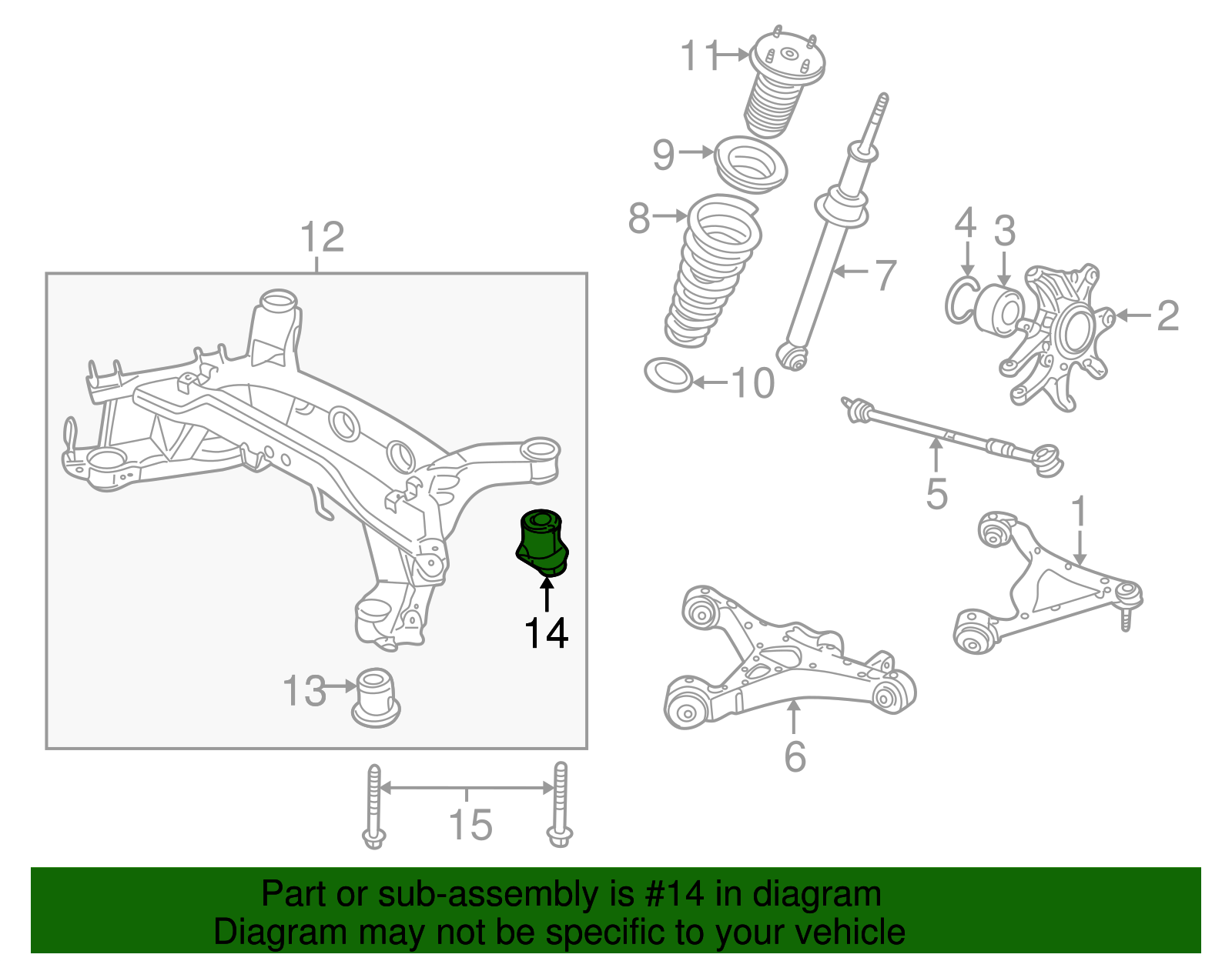 2000-2002 Jaguar S-Type Suspension Cross-Member Mount