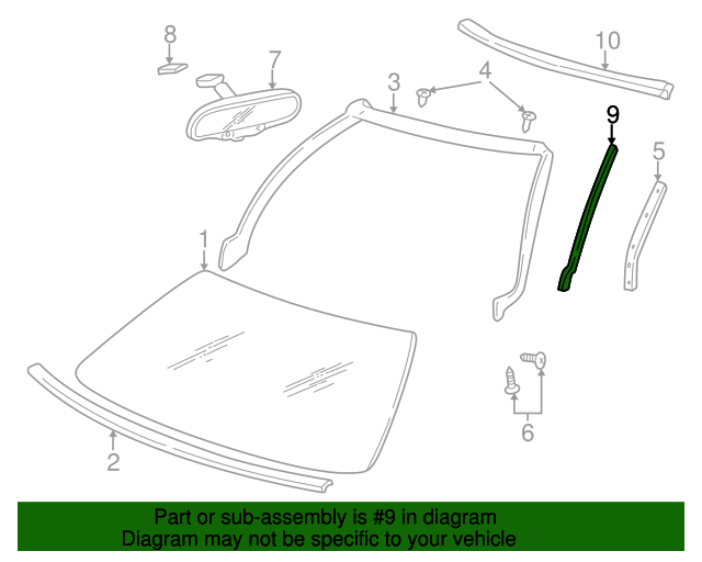 10331560 GM Black Passenger Side Windshield Reveal Molding GM Parts Store