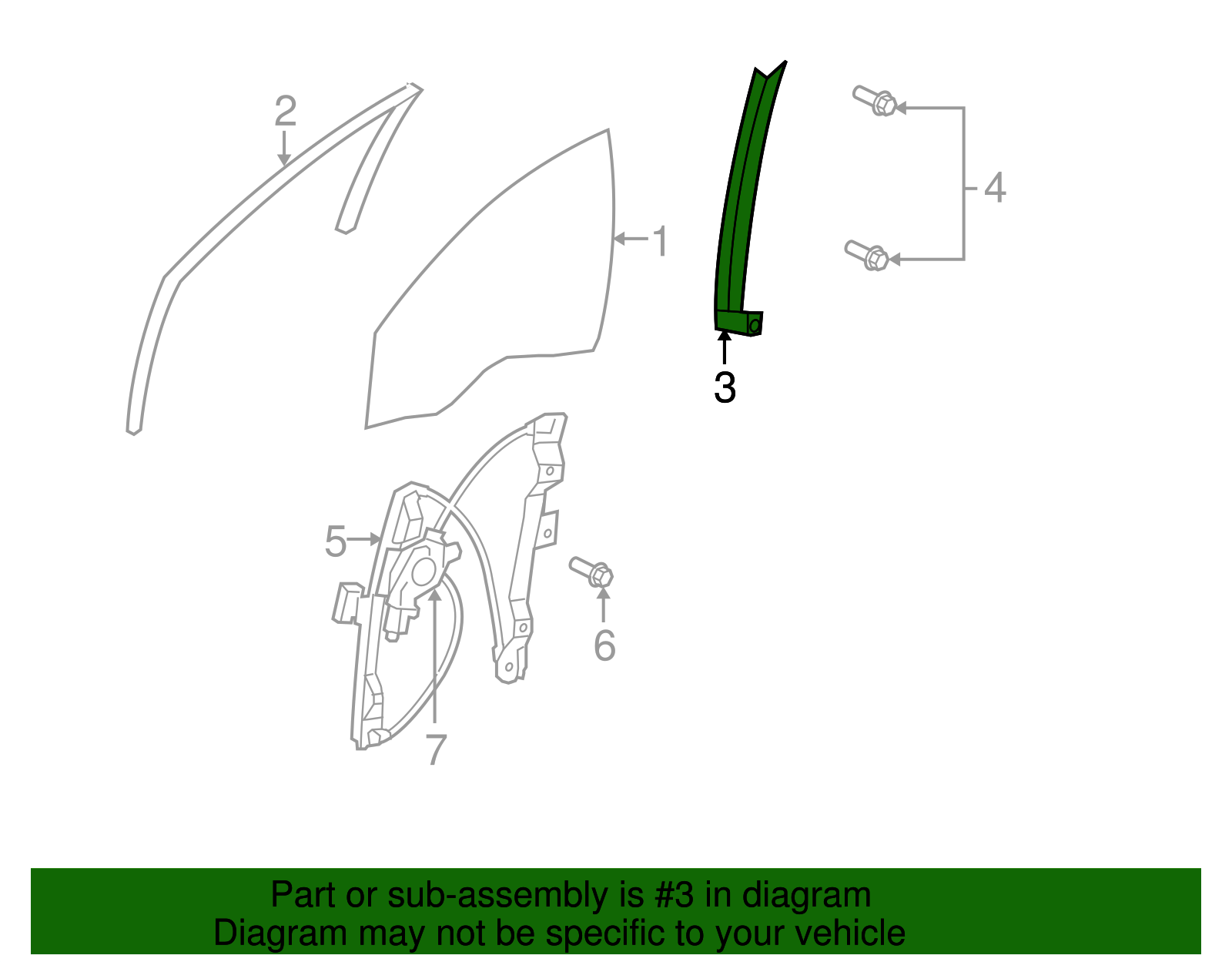 Front Driver Side Door Window Guide - GM (92275517)