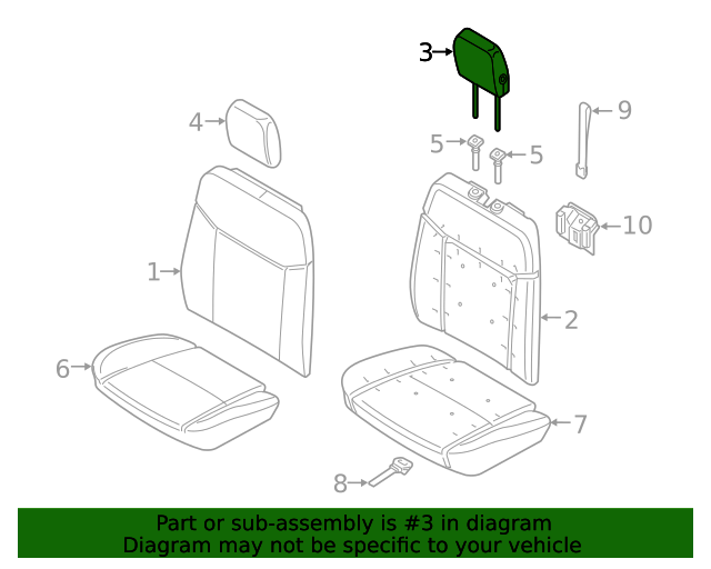 KB3Z21611A08AB 20192021 Ford Ranger Headrest Fairway Ford Parts