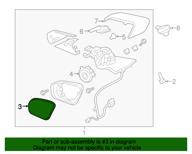 GD9Z17K707F Glass Assembly Rear View Outer Mi 20172020 Lincoln