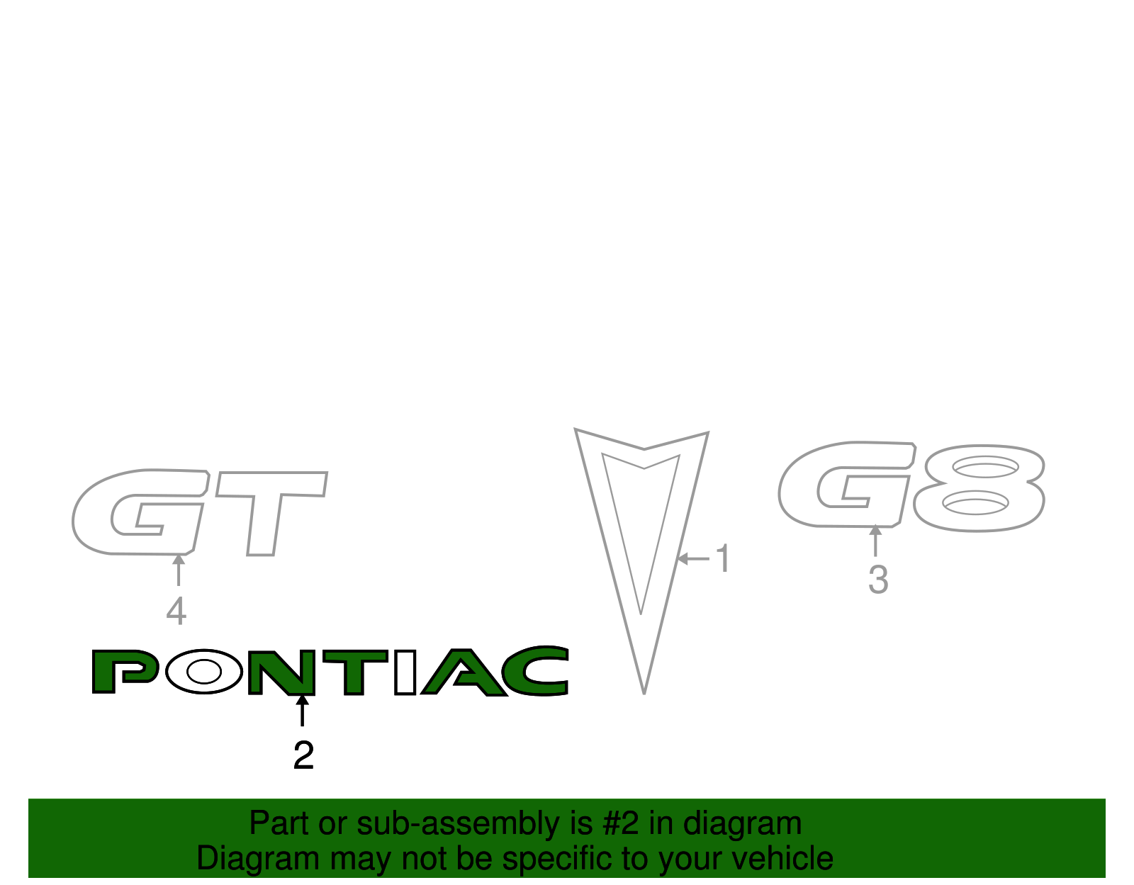 Chrome Deck Lid Pontiac Name Plate - GM (92205489)