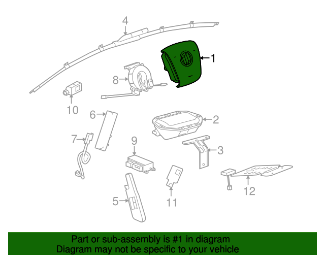 20102013 Buick LaCrosse Cocoa Steering Wheel Airbag 22973647 GM