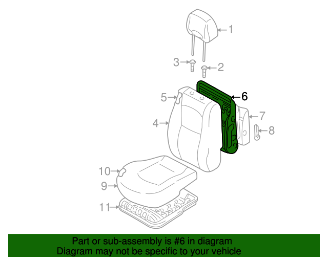 Genuine Hyundai 89250-26002 Seat Cushion Frame and Pad Assembly Rear
