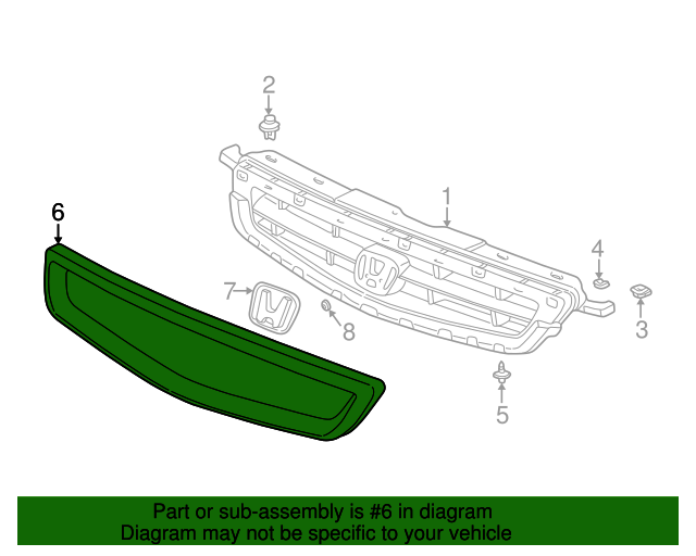 71122S02003ZB Molding Front Grille *NH592P* (Starlight Black Pearl