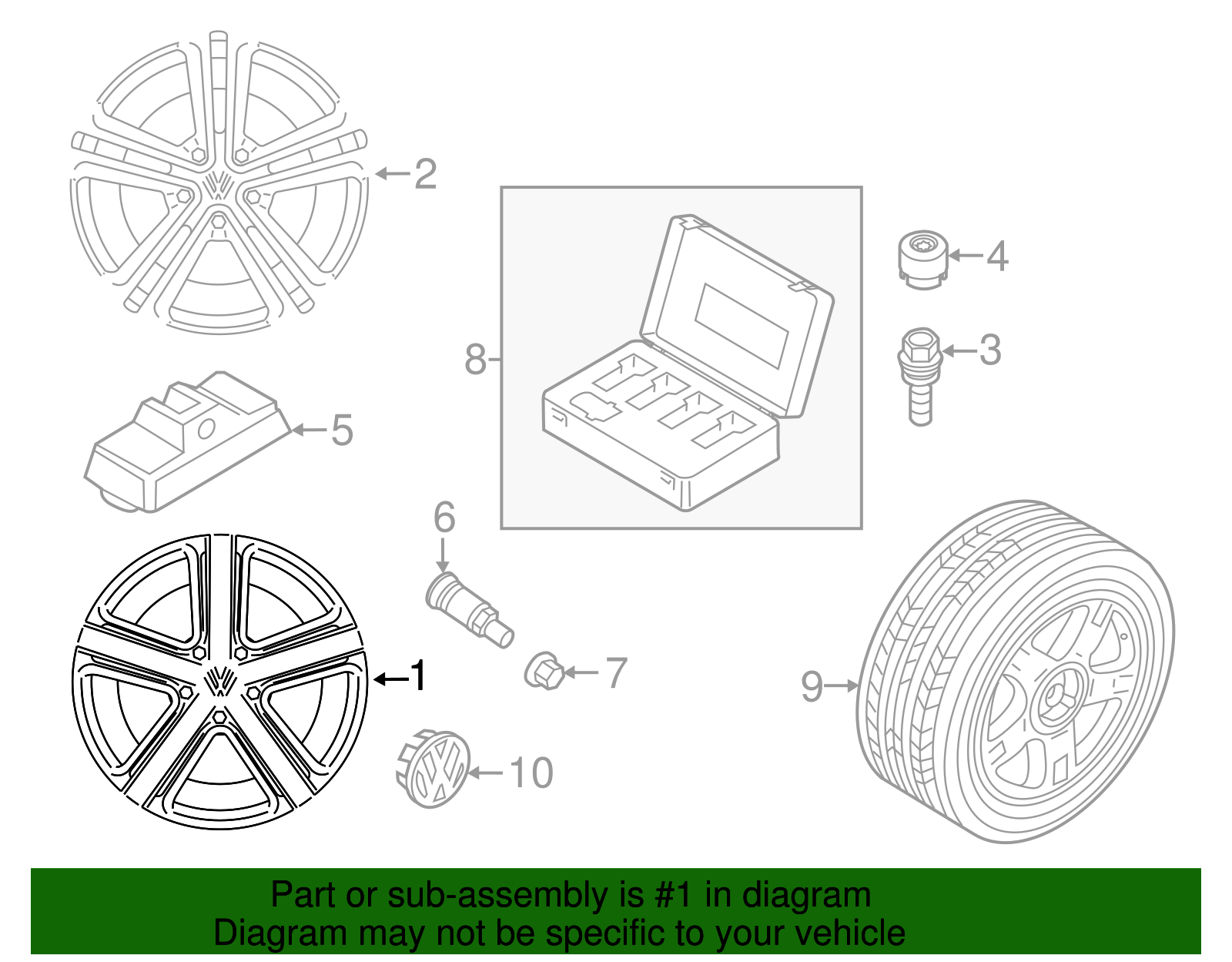Wheel, Alloy - Volkswagen (7P6-601-025-G-3AJ)