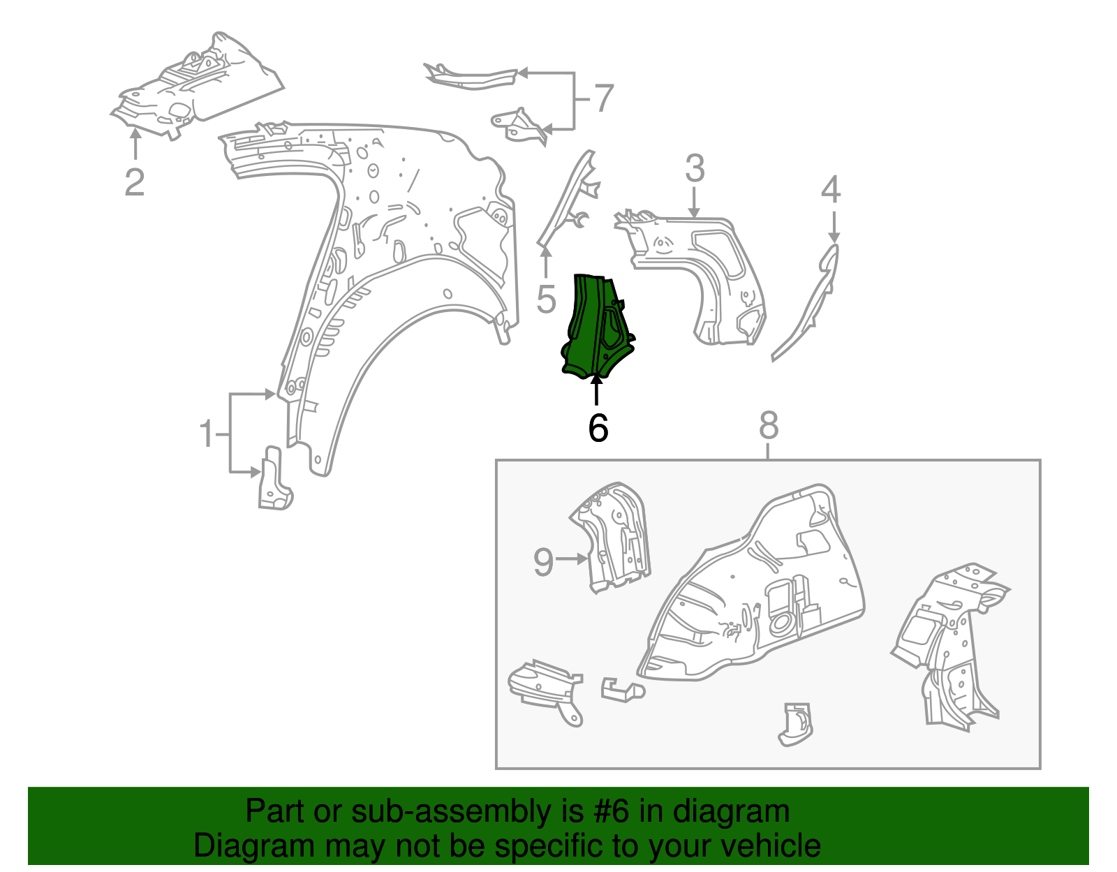 Rear Driver Side Inner Quarter Panel Brace - Buick (25782167)