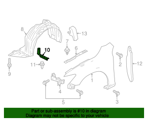 thumbnail image 2 of Passenger Side Front Fender Liner For 2014-2017 Mazda 6 – Includes Clips, MA1249143 Fit 2 of 14