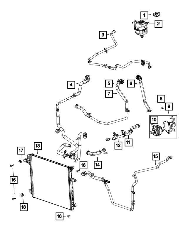 68280788AC Radiator Inlet Hose 20182024 Jeep Wrangler MoparDirect
