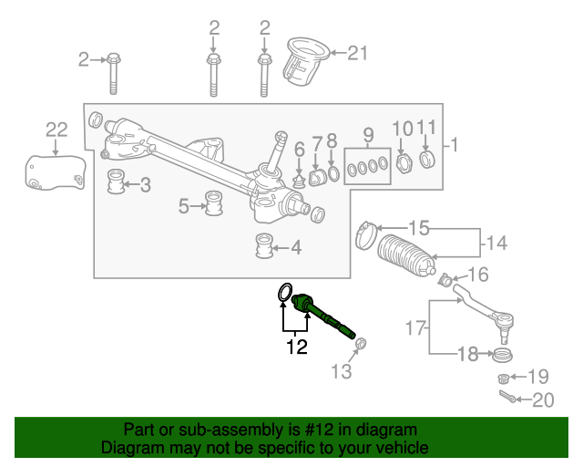 20172023 Honda Inner Tie Rod 53010T6ZA01 Honda Factory Parts