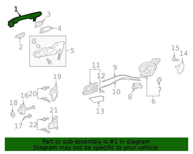 Genuine Toyota Outside Door Handle – 69211-06090-B1 (Gray) – Driver/Passenger Front/Rear