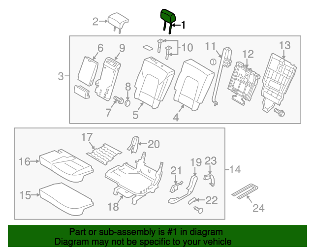 20142015 Kia Sorento Headrest, Outer 897001U700BD6