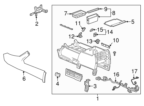 22781201 Center Console Trim Mat OEM GM 2015-17 Chevy Silverado GMC Sierra