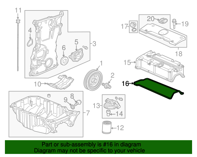 12341R40A00 Gasket, Head Cover 20092015 Acura Online Acura Parts