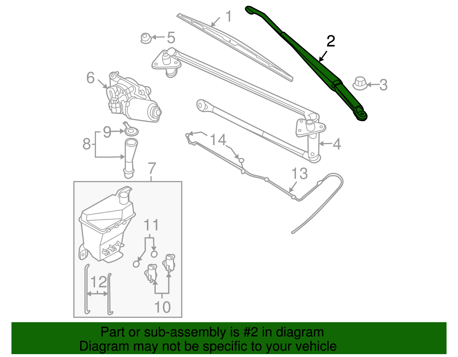 Driver Side Windshield Wiper Arm - GM (96543065)
