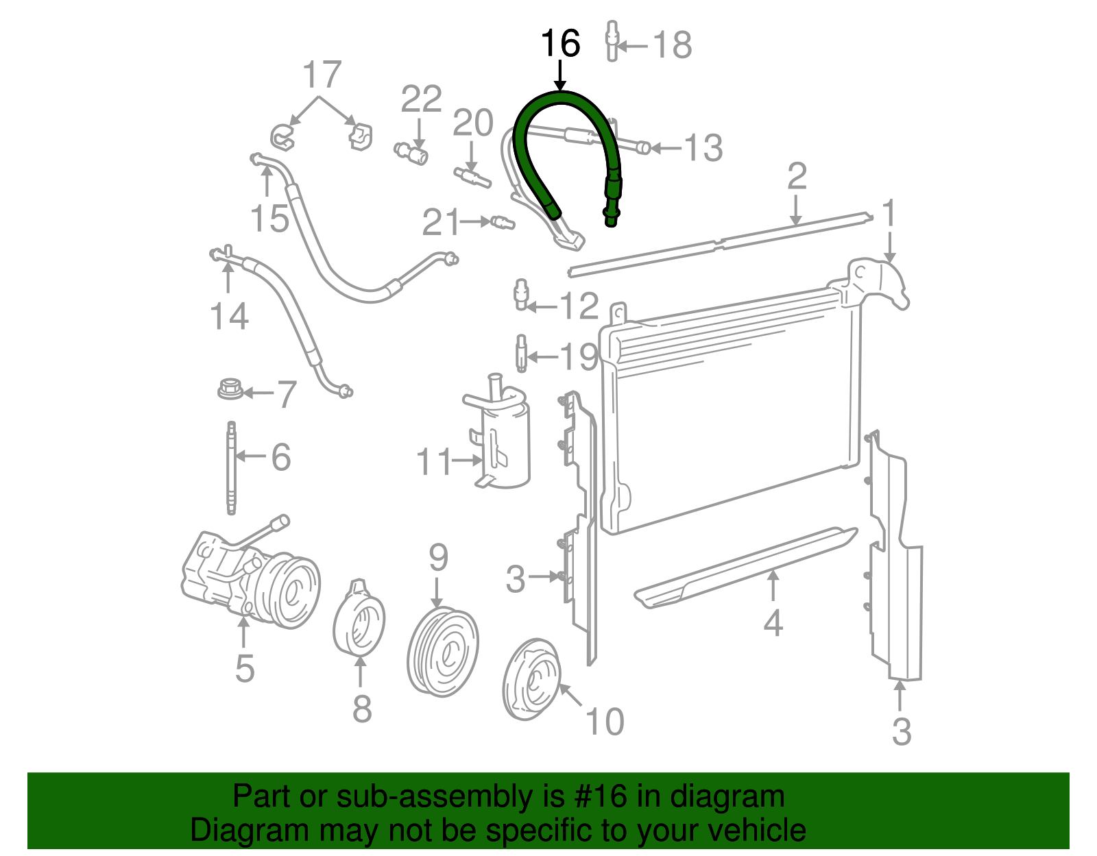 Motorcraft™ A/C Refrigerant Discharge Hose - Ford (YF-2510)