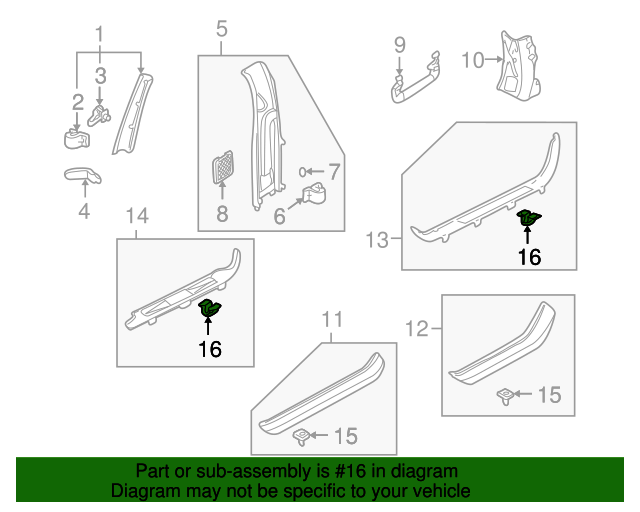 Genuine Windshield Pillar Trim Clip for 19942011 Saab Part 12763576