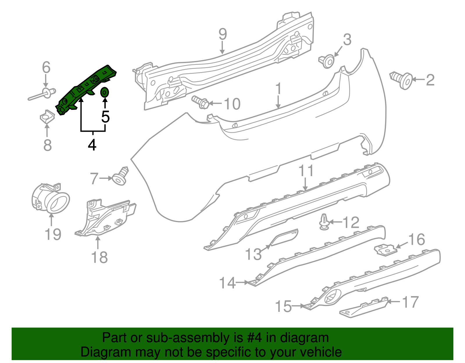 Passenger Side Rear Bumper Fascia Guide - GM (96686882)