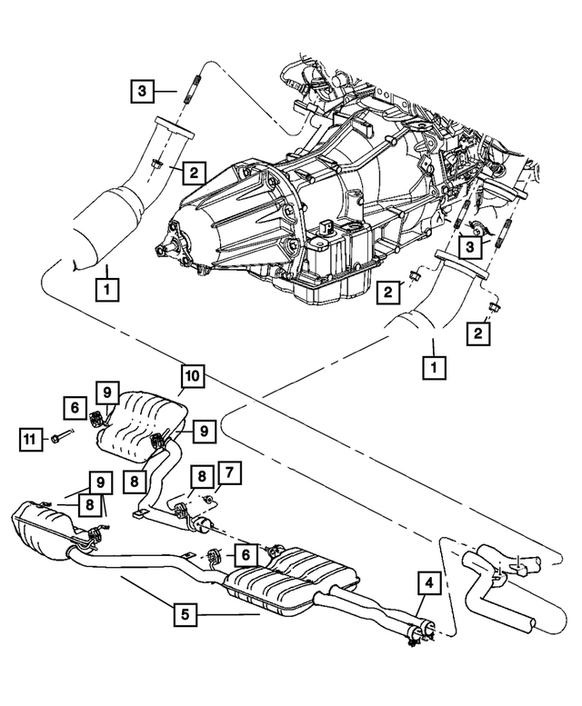 20052010 Mopar Exhaust Resonator And Pipe Driver's Side (LH