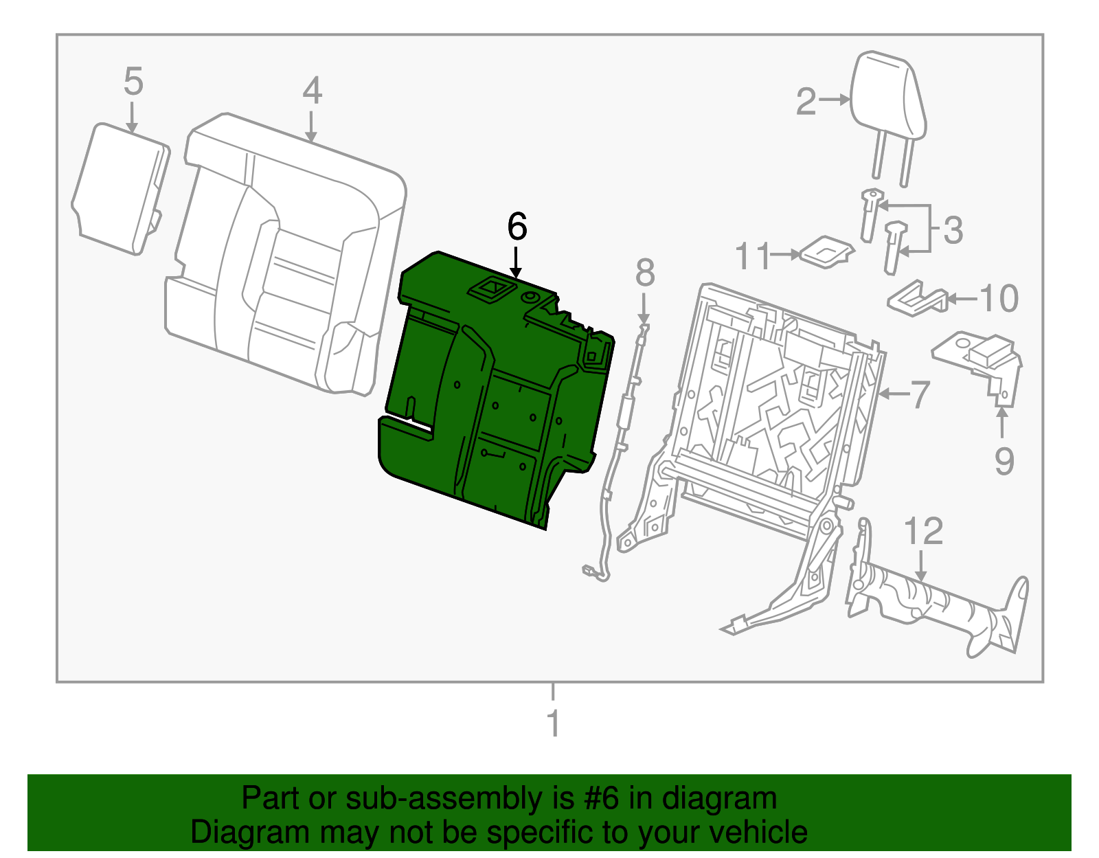 Rear Driver Side Seat Back Pad - GM (84411506)