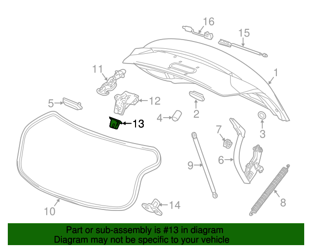 20102024 GM Rear Compartment Lid Latch Cover 13509528 GM